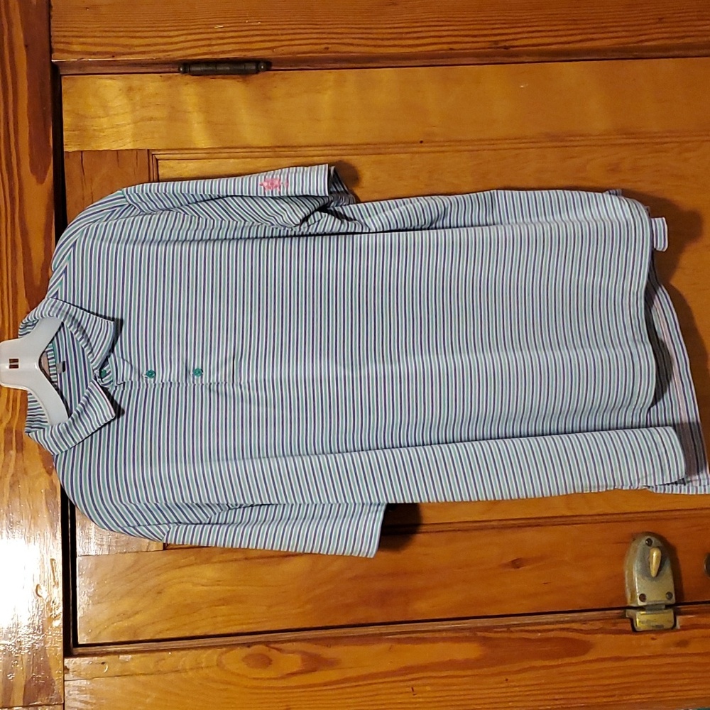 Peter Millar Blue Striped Polo Shirt